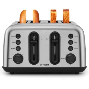 BUYDEEM 4-Slice Stainless Steel Metal Toaster DT440