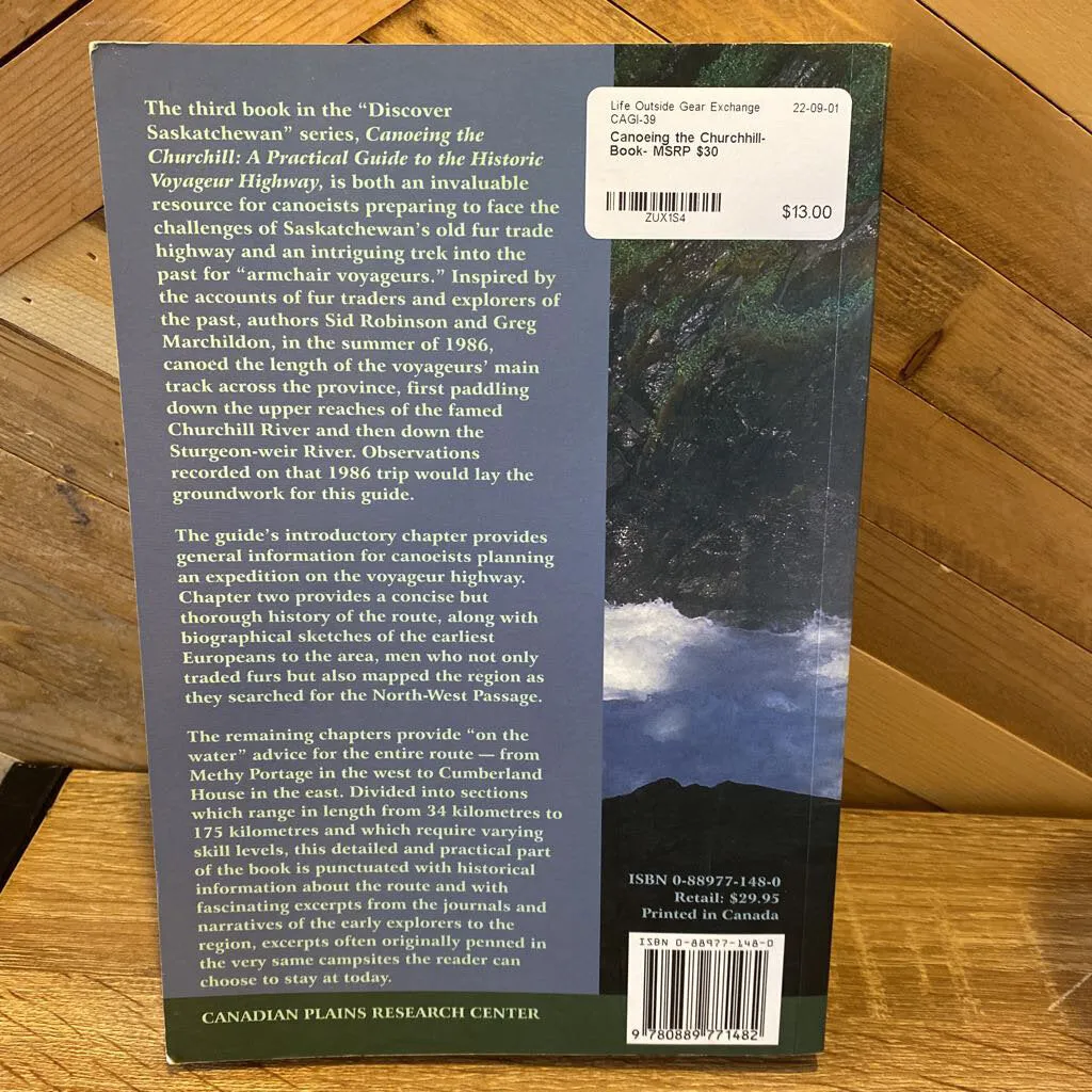 Canoeing the Churchhill- Book- MSRP $30: -unisex-