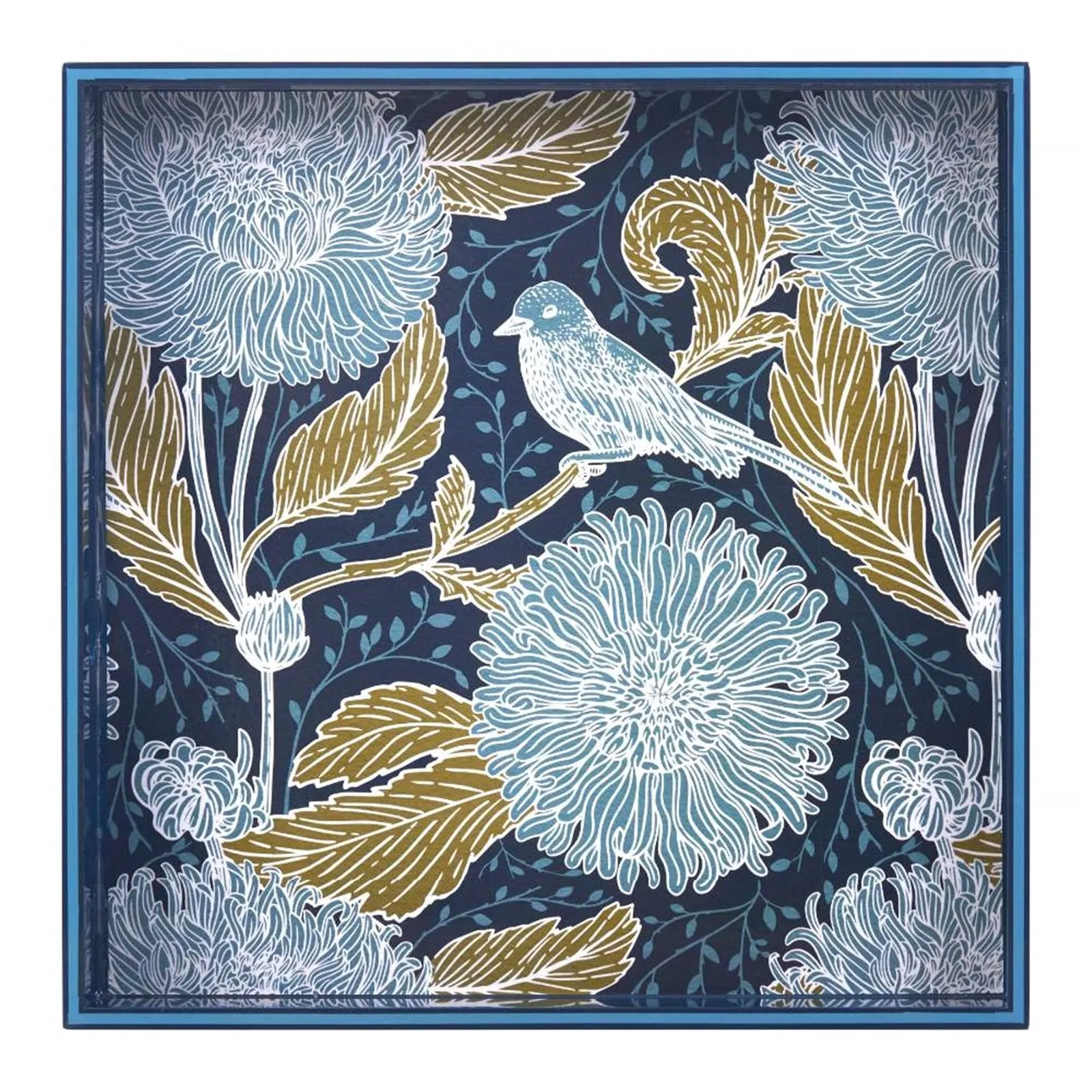 Chrysanthemum Bird Tray - 15 Inch Square Design