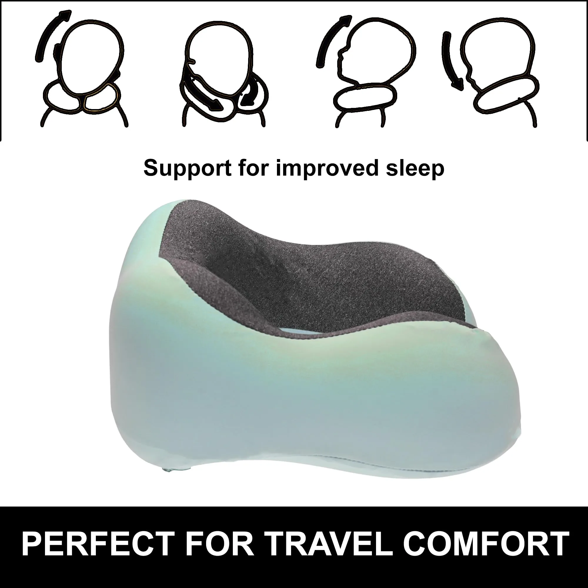 Homestic Soft Microfiber U Shaped Semicircular & Portable Sleeping Neck Pillow for Pain & Headrest | Neck Rest for Travel | Neck Band Supporter for Men's & Women's | U23007, Green