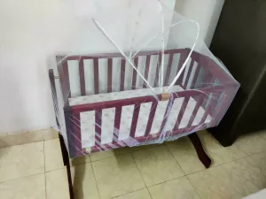 LUVLAP C-10 Baby Wooden Cradle with Mosquito Net,Dimensions: L89×B16.5×H89 cm