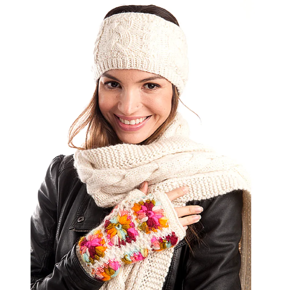 Multi Color Flower Crochet Handwarmers