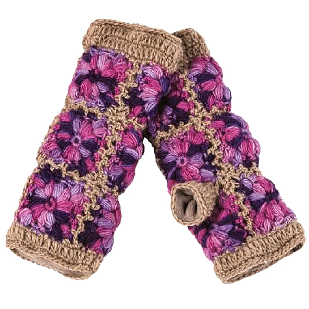 Multi Color Flower Crochet Handwarmers