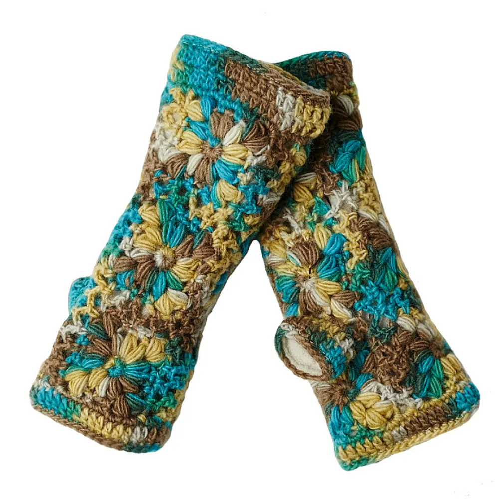 Multi Color Flower Crochet Handwarmers