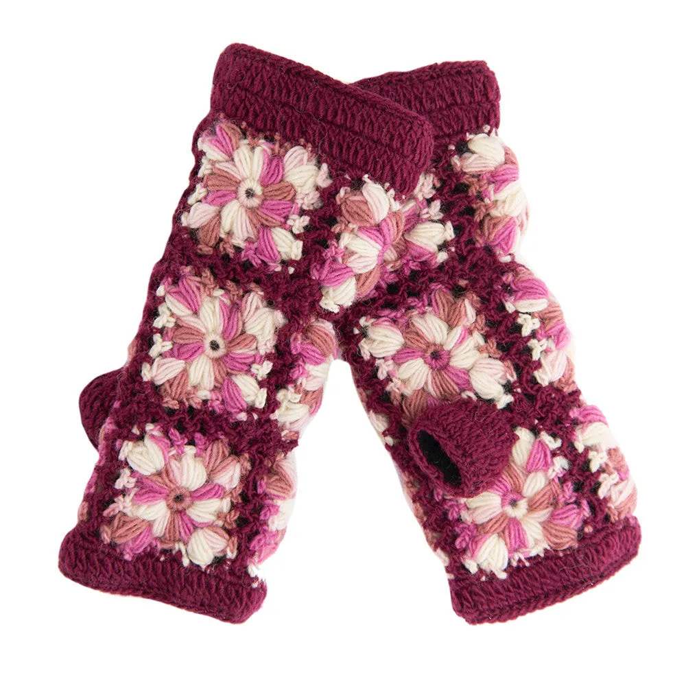 Multi Color Flower Crochet Handwarmers