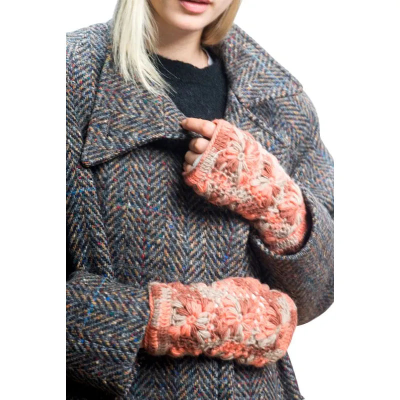 Multi Color Flower Crochet Handwarmers