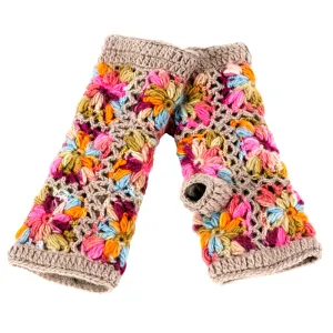 Multi Color Flower Crochet Handwarmers