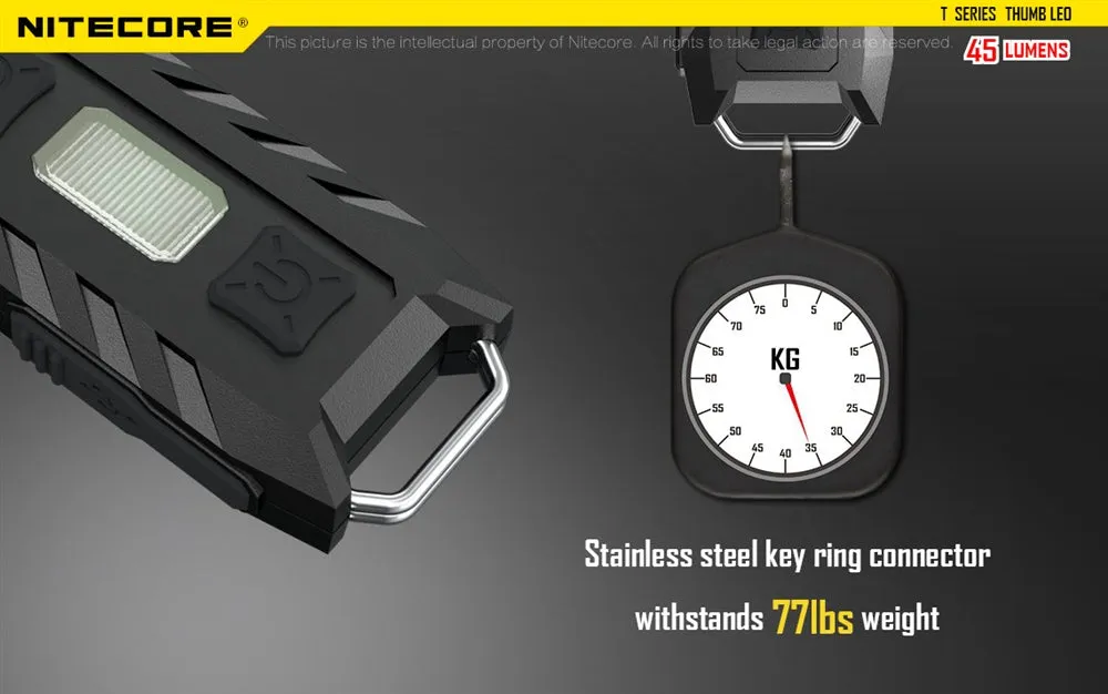 Nitecore THUMB LEO UV 45 Lumens USB Rechargeable LED Keychain Light -  Tiltable w/ Ultraviolet LED