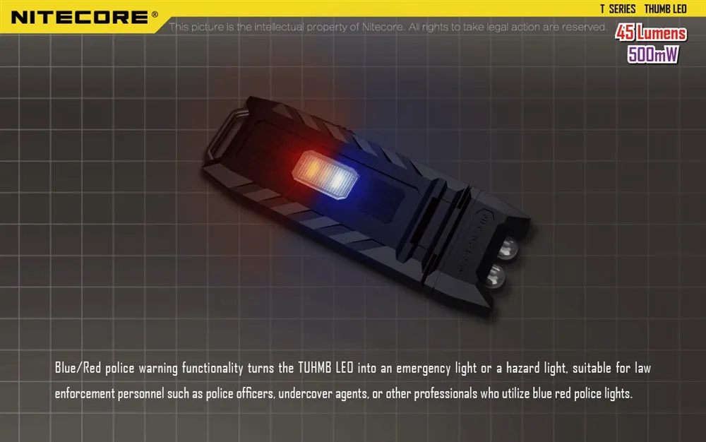 Nitecore THUMB LEO UV 45 Lumens USB Rechargeable LED Keychain Light -  Tiltable w/ Ultraviolet LED