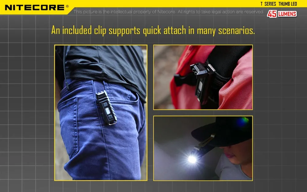 Nitecore THUMB LEO UV 45 Lumens USB Rechargeable LED Keychain Light -  Tiltable w/ Ultraviolet LED