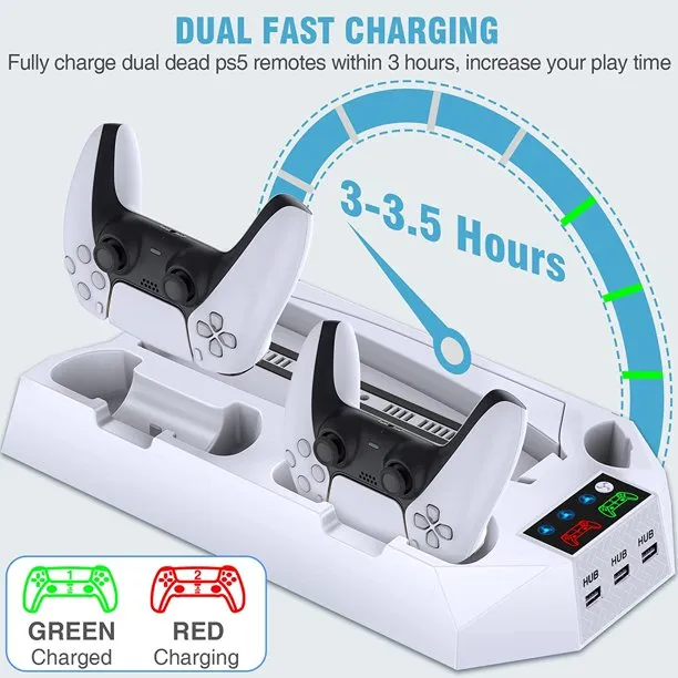 PS5 Stand and Cooling Station With Dual Controller Charging Station With Cooling Fan