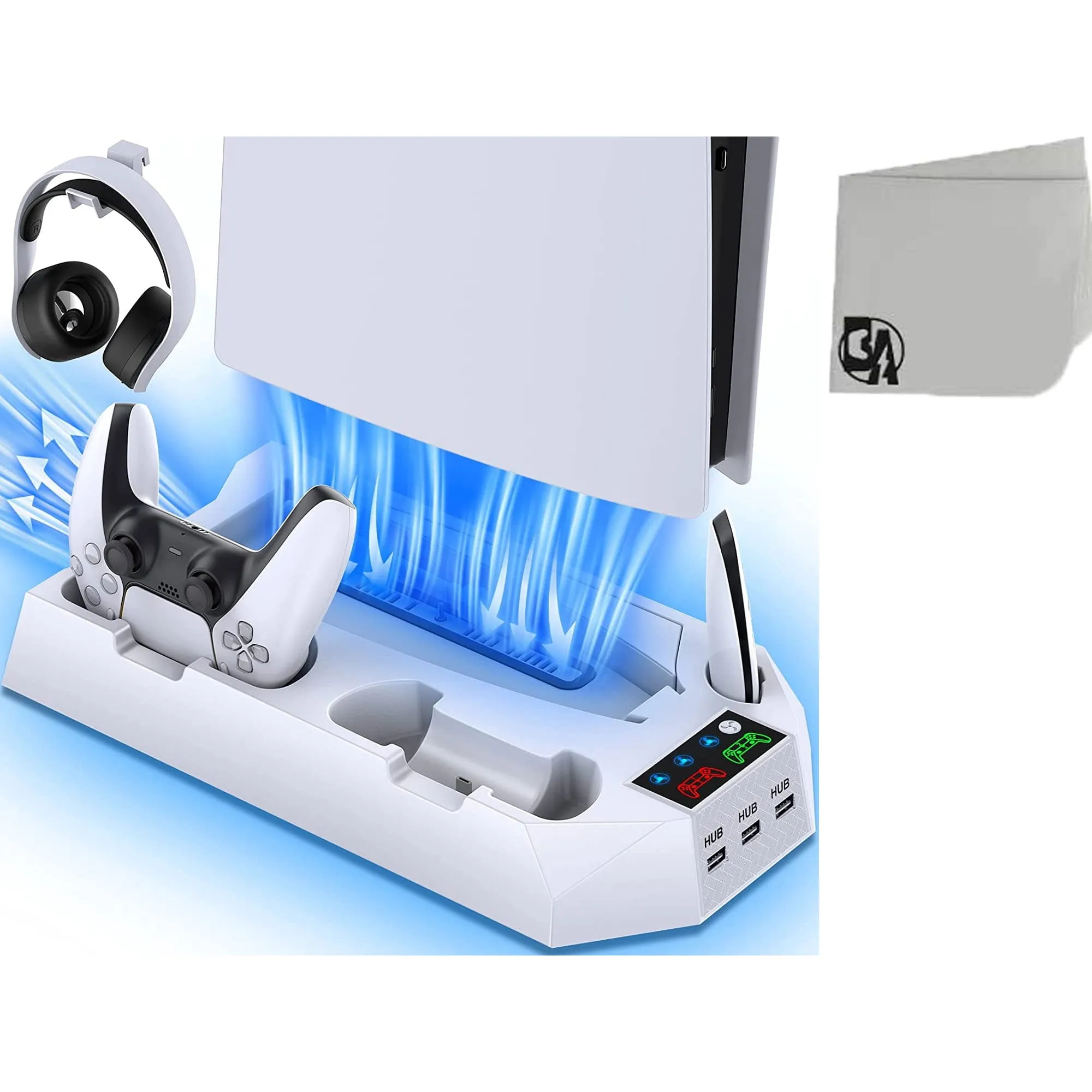 PS5 Stand and Cooling Station With Dual Controller Charging Station With Cooling Fan