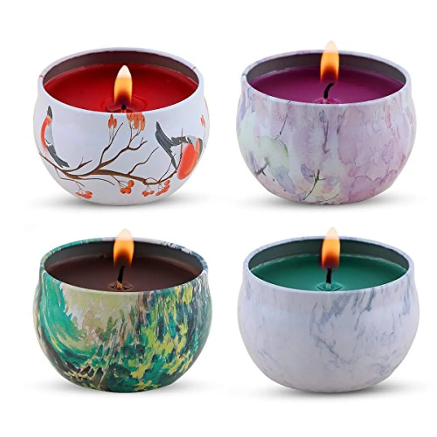 Scented Candles Gift Set - Lavender, Rose, Tea Tree and Peppermint, Candle Soy Wax for Stress Relief and Aromatherapy