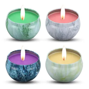Scented Candles Gift Set - Lavender, Rose, Tea Tree and Peppermint, Candle Soy Wax for Stress Relief and Aromatherapy