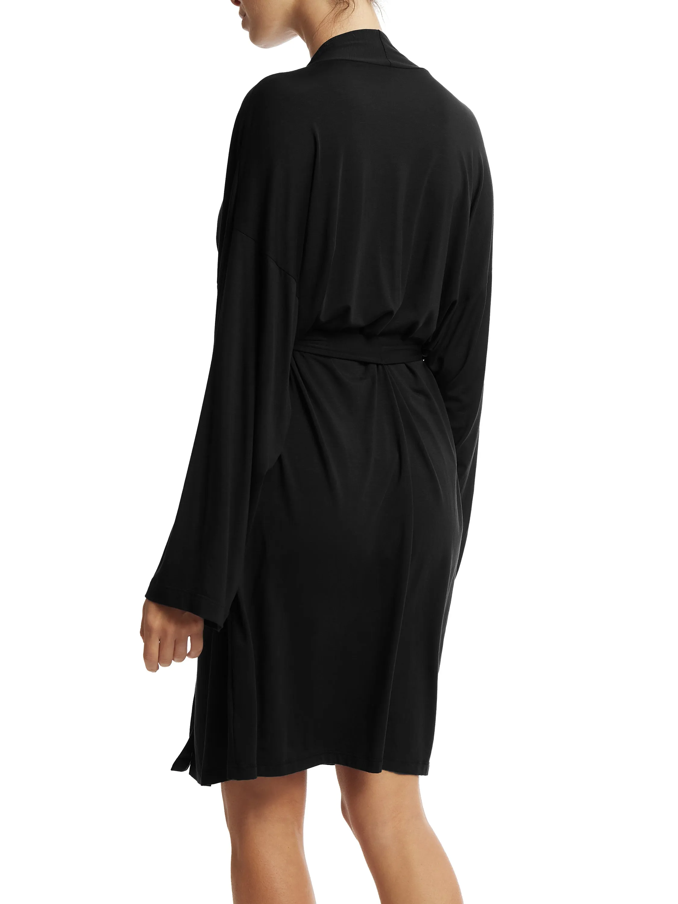 Unwind Knee Length Robe Black